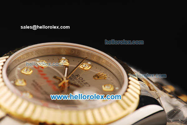 Rolex Datejust Oyster Perpetual Automatic Movement Steel Case with Gold Bezel and Diamond Markers-Lady Model - Click Image to Close